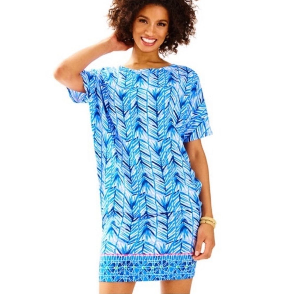 NWT Women's Lilly Pulitzer Lapis Blue Lowe Dress Short Sleeve Size L